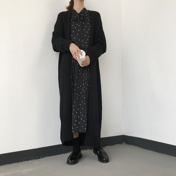 Cardigan lung de dama in doua culori