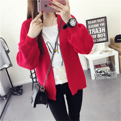 Cardigan scurt de damă elegant în două culori - roșu și gri