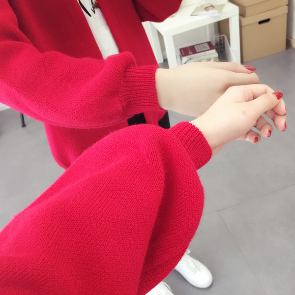 Cardigan scurt de damă elegant în două culori - roșu și gri