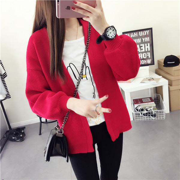 Cardigan scurt de damă elegant în două culori - roșu și gri