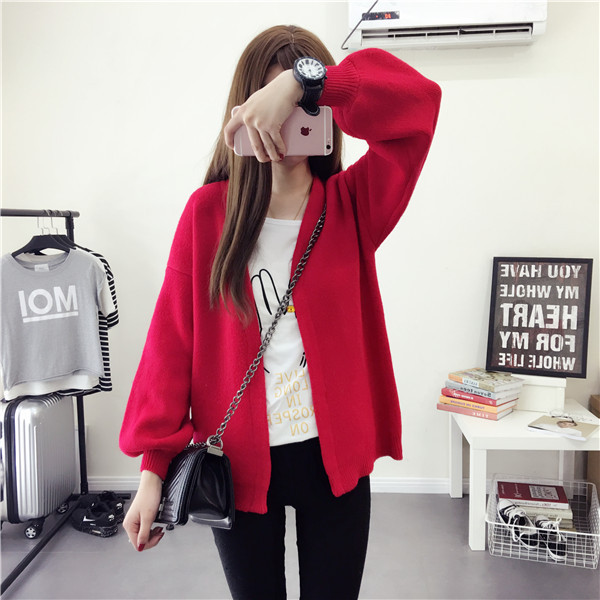 Cardigan scurt de damă elegant în două culori - roșu și gri