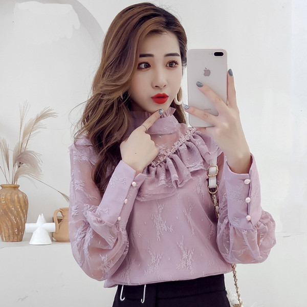 Cămașă modernă din dantelă în trei culori