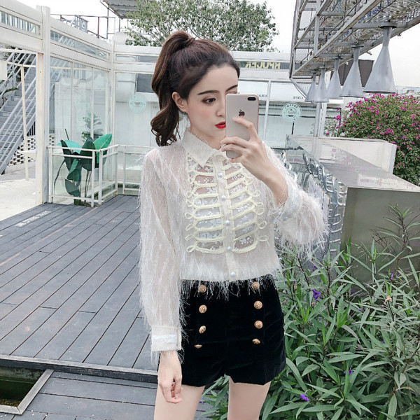 Дамска модерна риза в два цвята - бял и черен