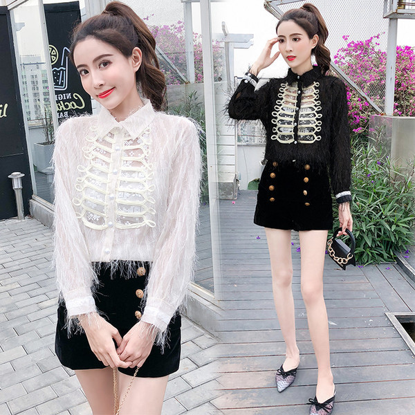 Дамска модерна риза в два цвята - бял и черен