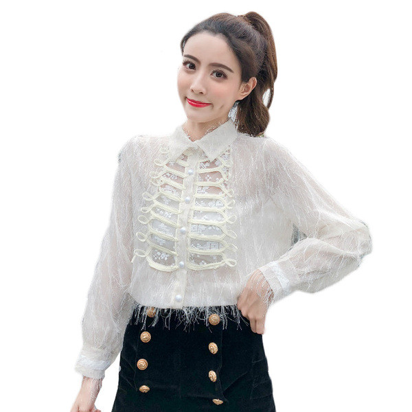 Дамска модерна риза в два цвята - бял и черен