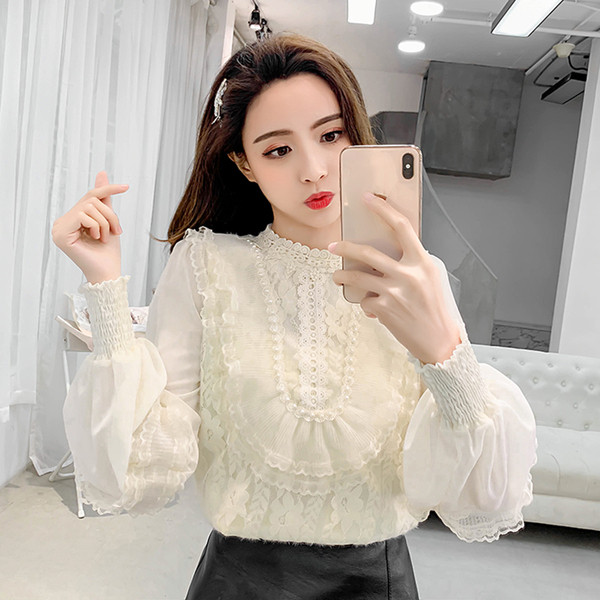 Стилна дамска дантелена риза в три цвята