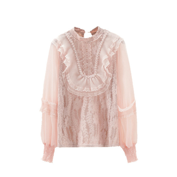 Стилна дамска дантелена риза в три цвята