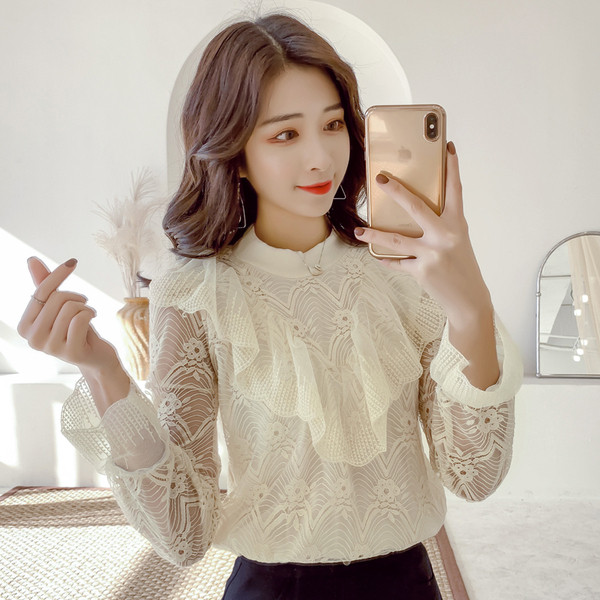 Cămașă elegantă de damă în trei culori - bej roz și negru