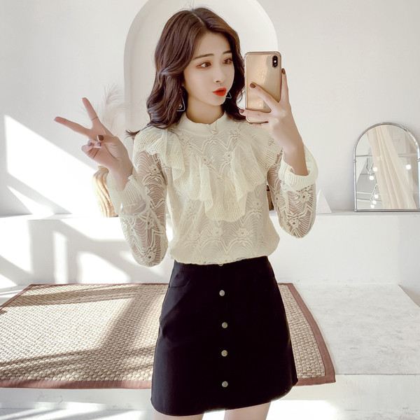 Cămașă elegantă de damă în trei culori - bej roz și negru