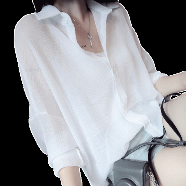 Дамска ежедневна риза в бял цвят - широк модел