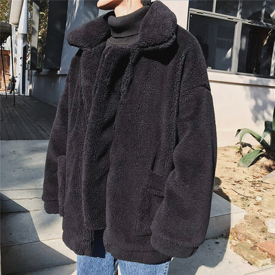 Пухено мъжко яке широк модел в черен и зелен цвят