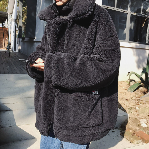 Пухено мъжко яке широк модел в черен и зелен цвят