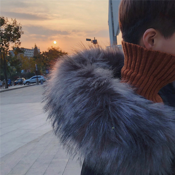 Актуално мъжко зимно яке дълъг модел в черен цвят