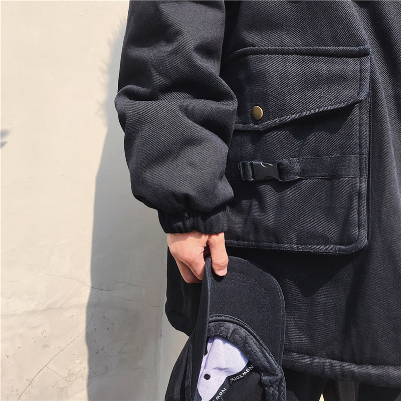 Мъжко зимно яке с джобове и качулка с пух в няколко цвята