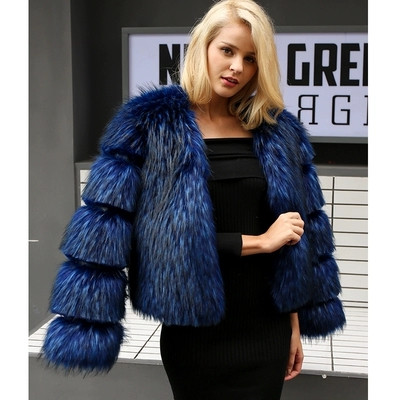 HIT Σύντομο μοντέλο γυναικίο παλτό σε μαύρο και μπλε χρώμα
