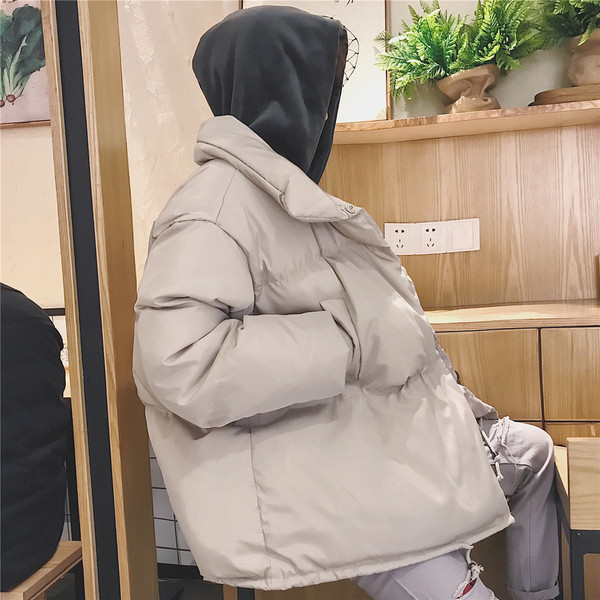 Зимно мъжко яке с О-образна яка в бежов и сив цвят