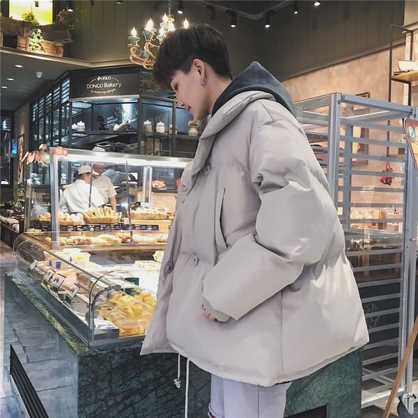 Зимно мъжко яке с О-образна яка в бежов и сив цвят