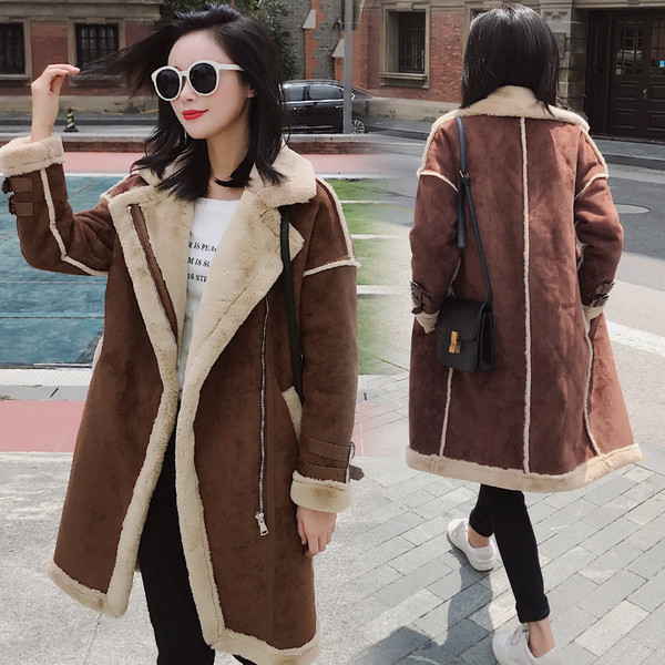 Стилно дамско палто дълъг модел със страничен цип в два цвята 