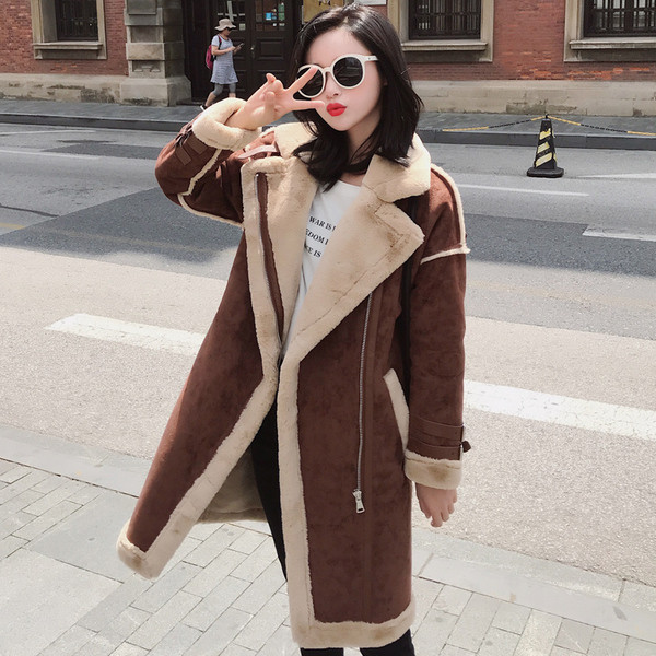 Стилно дамско палто дълъг модел със страничен цип в два цвята 