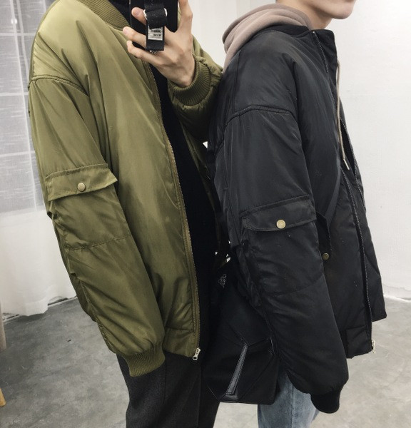 Ежедневно мъжко яке с О-образна яка в зелен и черен цвят