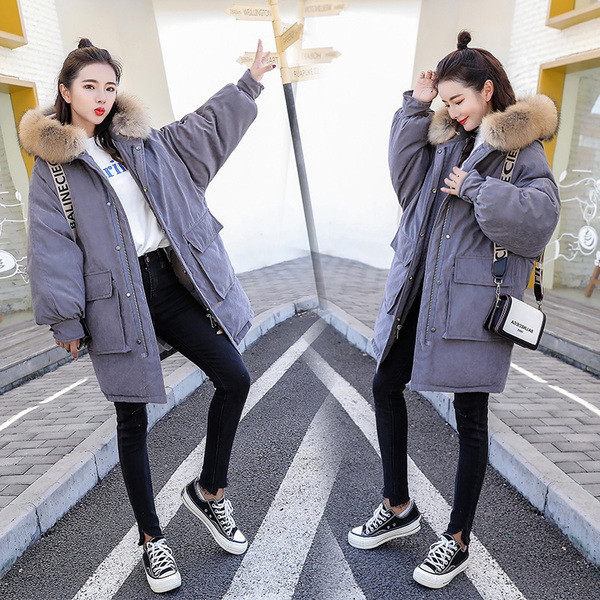 Зимно дамско яке с големи джобове широк модел в няколко цвята 