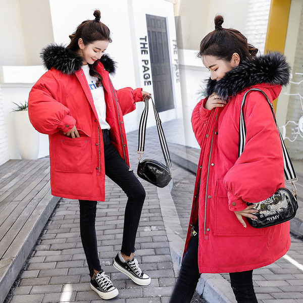 Зимно дамско яке с големи джобове широк модел в няколко цвята 