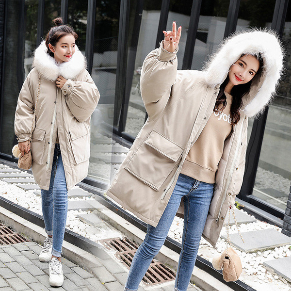 Зимно дамско яке с големи джобове широк модел в няколко цвята 