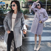 Модерно дамско дълго палто с мека подплата в два цвята