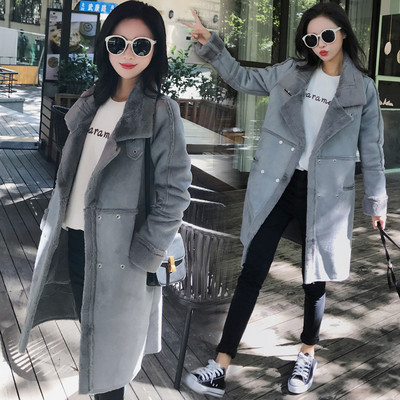 Модерно дамско дълго палто с мека подплата в два цвята