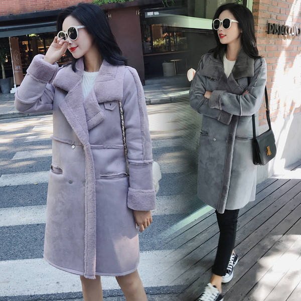 Модерно дамско дълго палто с мека подплата в два цвята