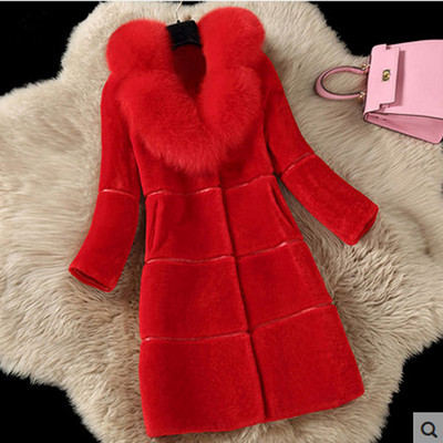Modern women`s coat with V-shaped collar long model in three colors