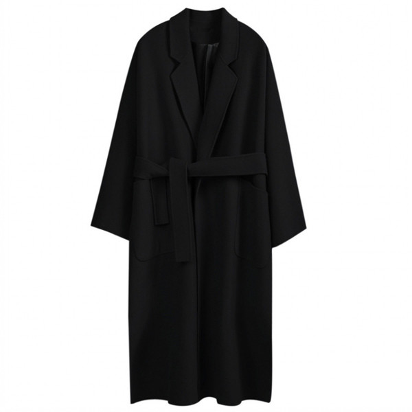 Palton de dama modern model lung cu decolteu in V in doua culori