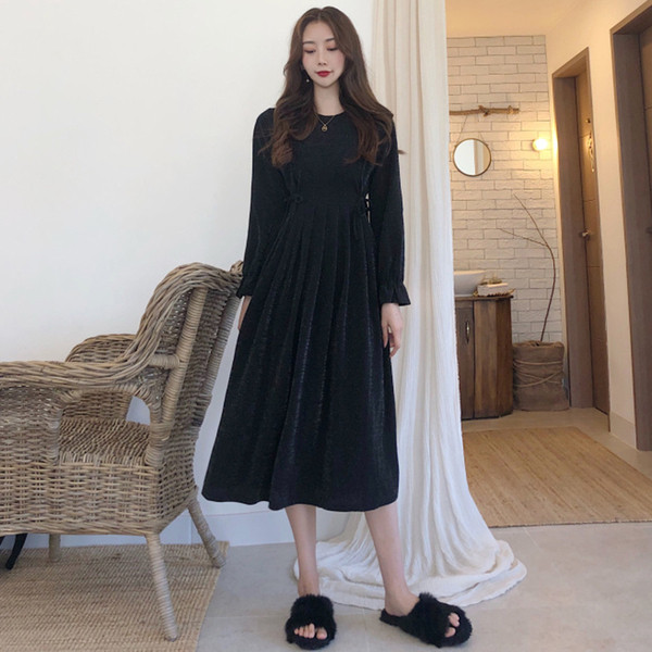 Стилна дамска рокля с еластична талия в няколко цвята