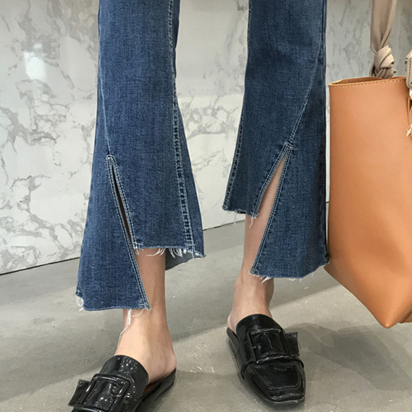 Модерни дамски дънки с висока талия и 7/8 дължина