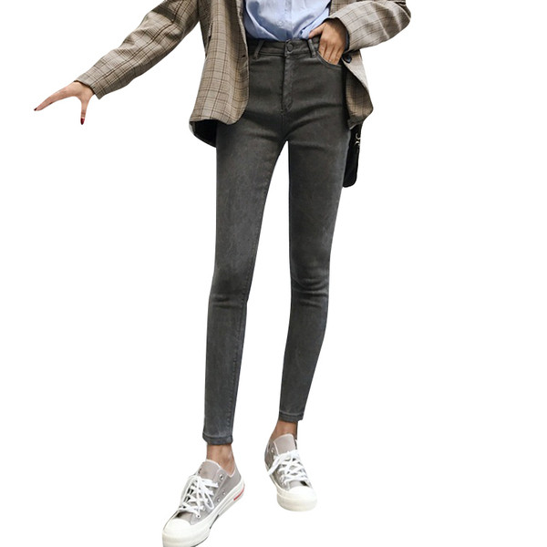 Ежедневни дамски дънки Slim модел в сив и черен цвят