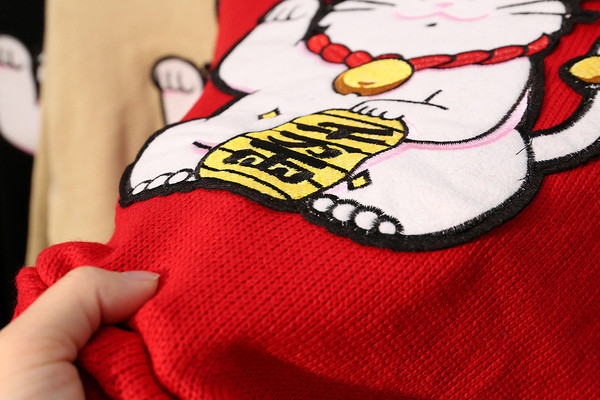 Pulover de iarna dama cu broderie colorata in mai multe culori