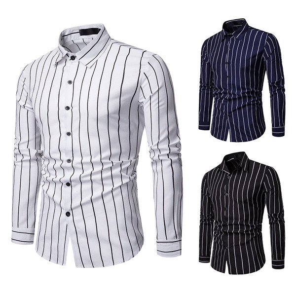 Cămașă bărbătească în dungi sport-elegant în mai multe culori