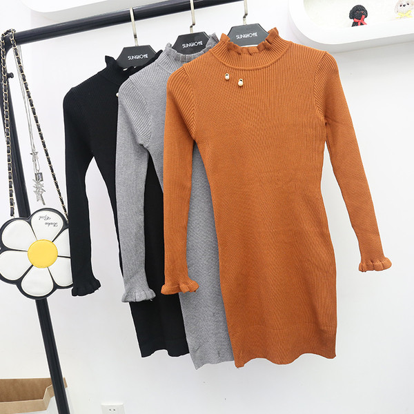 Rochie de iarnă de damă modernă cu un element - perle în mai multe culori