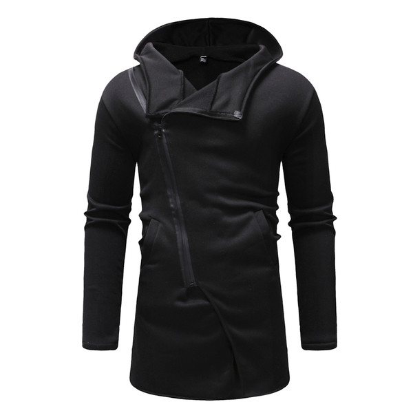 Hanorac casual pentru bărbați cu închidere laterală în negru și gri