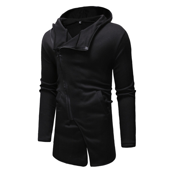 Hanorac casual pentru bărbați cu închidere laterală în negru și gri