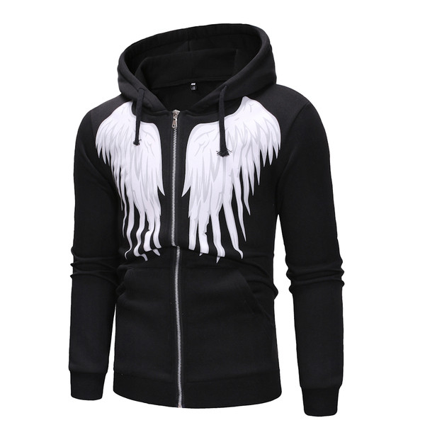 Hanorac pentru bărbați cu glugă și aplicație în negru și gri