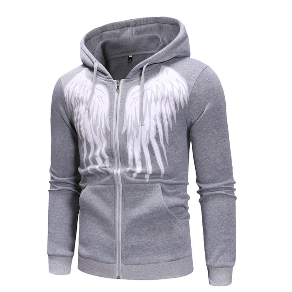 Hanorac pentru bărbați cu glugă și aplicație în negru și gri