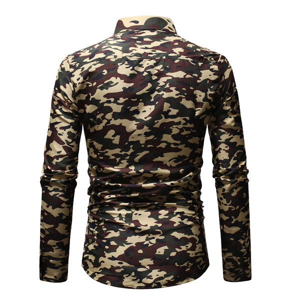 Cămașă pentru bărbați cu model de camuflaj în verde și albastru