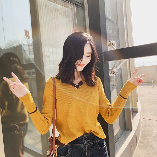 Bluză de iarnă de damă modernă cu decolteu în V în mai multe culori