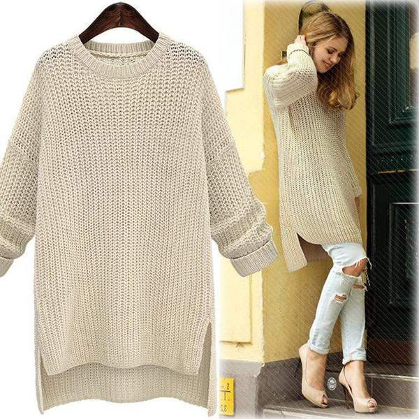 НОВО Стилен дамски пуловер дълъг модел в няколко цвята 