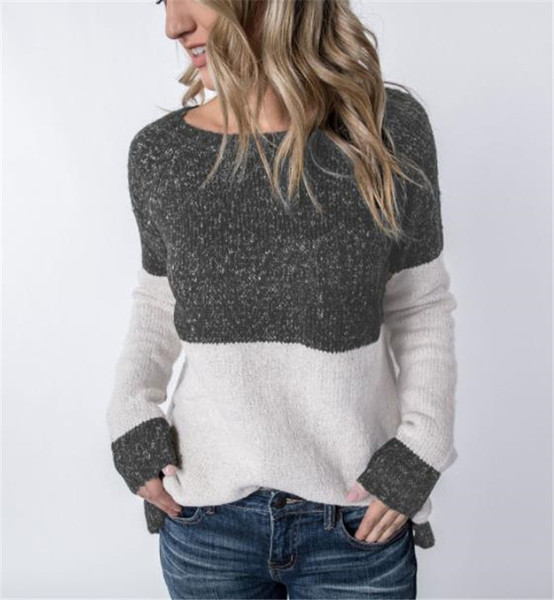 Μοντέρνο γυναικείο χειμωνιάτικο πουλόβερ με λαιμόκοψη