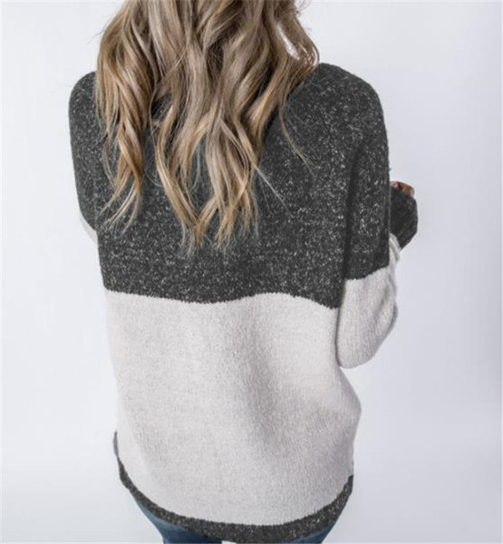 Μοντέρνο γυναικείο χειμωνιάτικο πουλόβερ με λαιμόκοψη