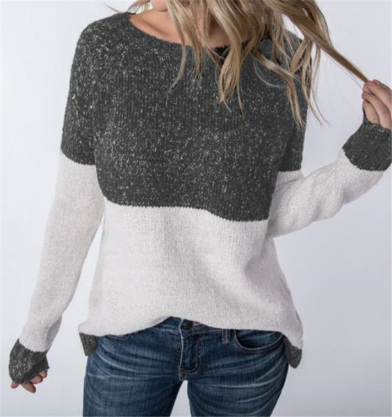 Μοντέρνο γυναικείο χειμωνιάτικο πουλόβερ με λαιμόκοψη