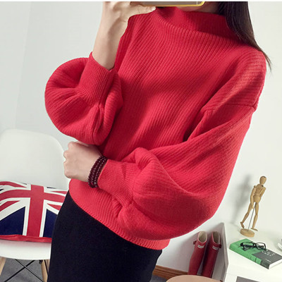 Модерен дамски зимен пуловер с широки ръкави в няколко цвята 