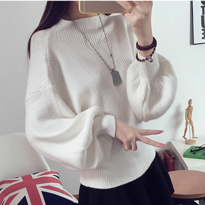 Модерен дамски зимен пуловер с широки ръкави в няколко цвята 